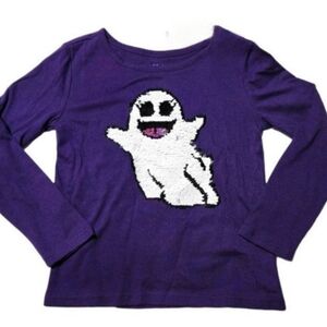 Kid's The Children's Place Flip Sequin Ghost Halloween Purple Top.